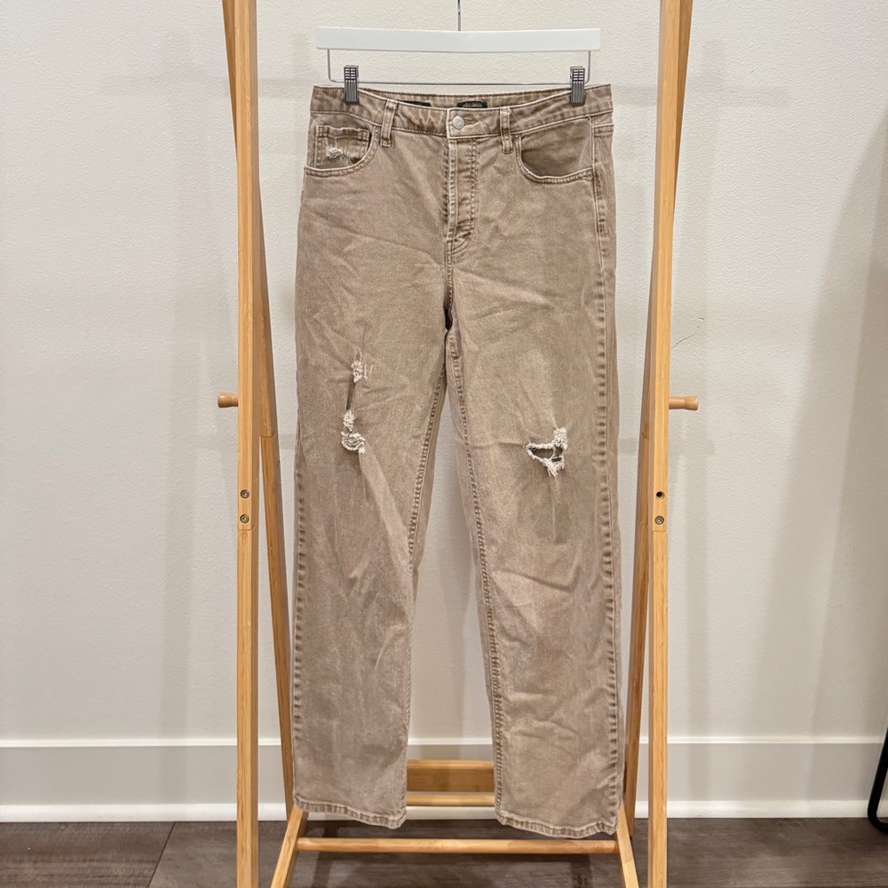 Wild Fable Tan Distressed Straight Leg Jeans